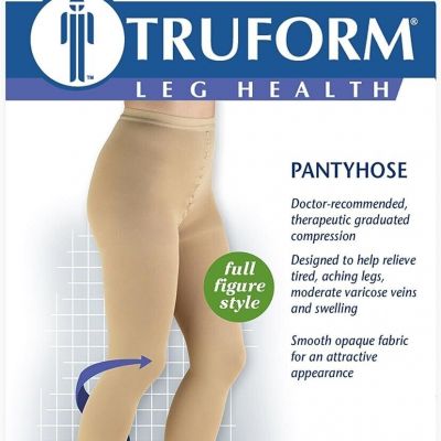 TruForm Compression Pantyhose Plus Full Figure 20-30 mmHg Tall BEIGE 1758BG-T